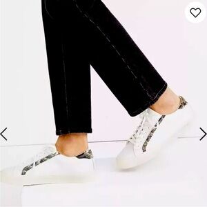 Madewell Sidewalk Low Top Leather Snakeskin Trim Sneakers